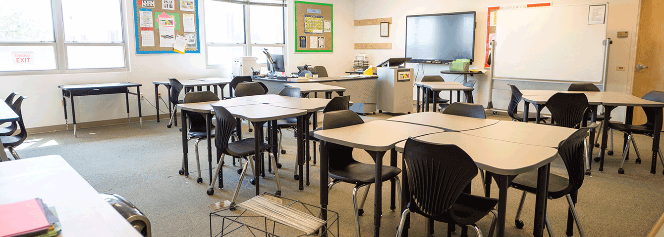 Classroom with desks