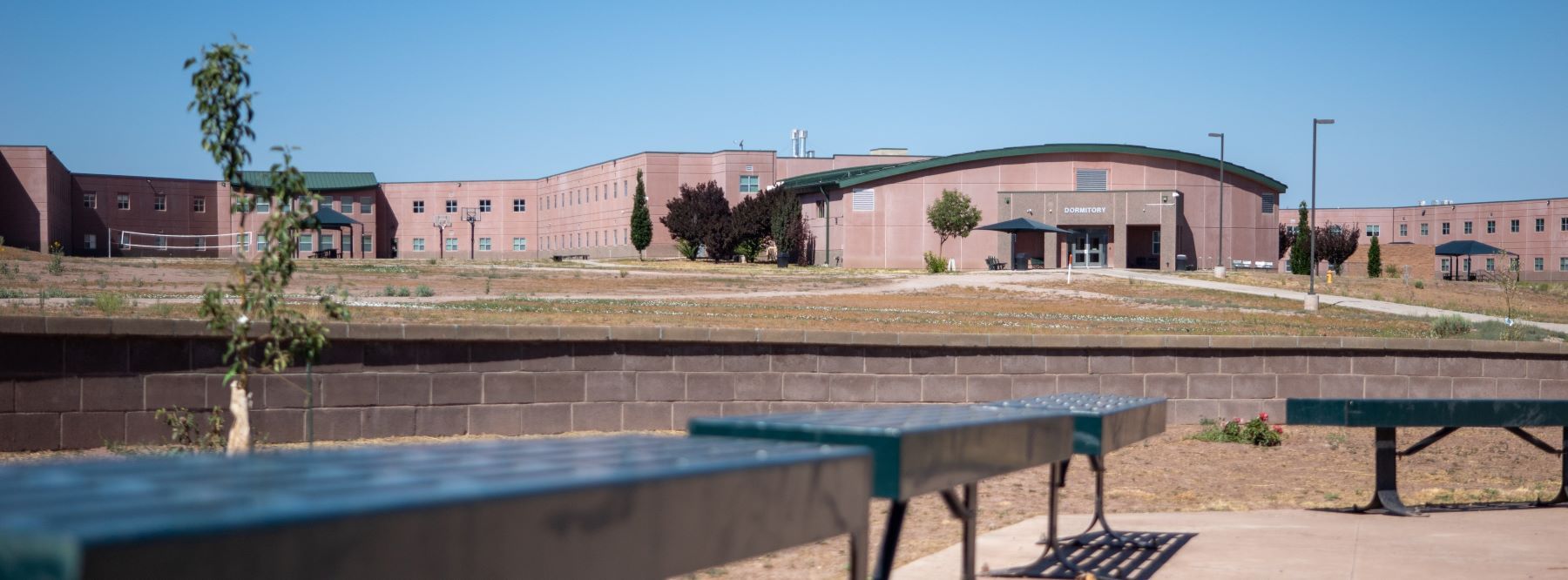 Dormitory in the distance.